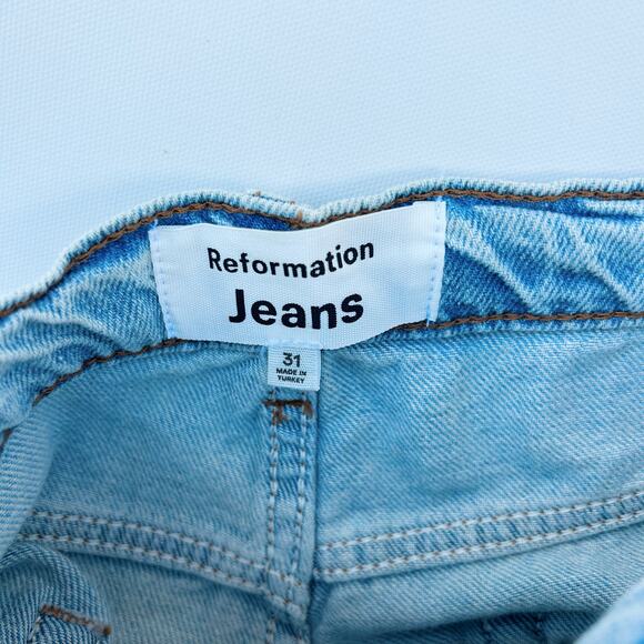 Reformation Jeans Cary High Rise Slouchy Wide Leg Jeans Light Bowen 31 Baggy - Picture 9 of 11